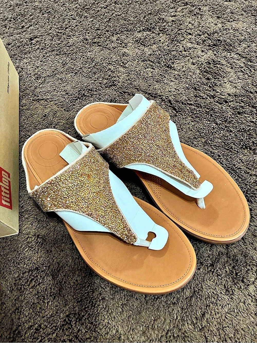 FitFlop Mindu Toe-Thongs Glitter Toe-Thong Sandals US 9 NWT